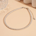 Close-up of silver mesh tube necklace with secure clasp and adjustable chain extender - Round Style / Silver / Necklace