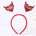 Macro detail of a red glitter heart headband with sequin devil horns for party cosplay - Style 11
