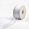 White lace ribbon roll with intricate floral hollow design for gift wrapping - S104