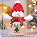 Christmas snowman candy jar with Let It Snow embroidery and knit hat decor, 28cm height - Beige Knitted Snowman Style (S234-B)