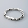 Men's silver stainless steel Byzantine chain bracelet with a secure push-pull rectangular clasp - Silver Byzantine Style (KB98361-K)