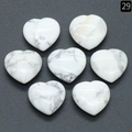 White Howlite heart shaped 20mm stones with natural grey veined texture 7 piece set - Howlite