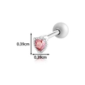 Orecchino a perno con cuore di zircone rosa e metallo argento, 0,39cm x 0,39cm - Stile Cuore Rosa (916-2#)
