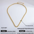 Gold-plated stainless steel chain necklace XL31267, 4.14mm wide, waterproof and hypoallergenic - XL31267-Necklace / Gold