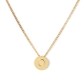 Golden Cuban chain necklace with a polished round pendant featuring letter O - Letter O (KN118653-K)