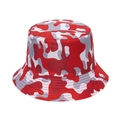 Cappello a secchiello mimetico rosso da uomo con protezione solare e cuciture resistenti - Stile Mimetico Rosso Grigio Bianco (3)