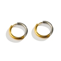 Two-tone silver and gold stainless steel hoop earrings with star geometric pattern - 2.5 Round Two-Tone Hoop Earrings