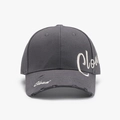 Dark grey ponytail sun hat with white Cloud embroidery and distressed brim finish - Dark Grey (24A271)
