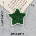 Green star-shaped chenille patch with fuzzy texture and white stitched border - Green Star (Iron-on)