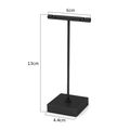 Black T-bar metal earring stand display showing dimensions 13cm height and 6cm width - Square Base / 6*13cm / Black