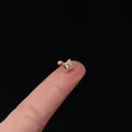 Golden 20G stainless steel stud earring with a round clear zircon and screw ball back - Star Cluster Style (319-2#G)
