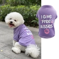Purple pet T-shirt with 'I Give FREE Kisses' print for dogs in spring summer - Purple