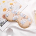 Silk-like sleep eye mask with daisy floral print and golden satin border trim - Monet Garden-Daisy Beige