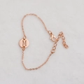 Rose gold hollow circle letter M pendant bracelet with adjustable chain for women - Rose Gold M