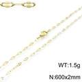 Gouden titanium stalen lippenketting voor dames, breedte 2mm en lengte 600mm sieraad - Gouden Stijl (KN118250-Z)