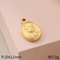 Golden oval stainless steel coin pendant with sacred heart relief and ring 20x12mm - Sacred Heart (KLJ5957-Z)