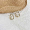Teardrop gold stud earrings with a suspended pearl and sparkling crystal accents - 6# Zircon Cross Studs