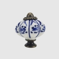 Blue and white ceramic pumpkin cabinet knob with vintage bronze base for drawers - TCL606/Blue and White Porcelain