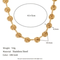 Detail showing 18K gold plated stainless steel spiral chain necklace dimensions 41+5cm - Individual Spiral Loop Necklace-Gold
