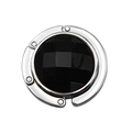 Polished silver handbag hook with a faceted black gemstone inlay for desk use - Black
