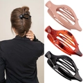 Oval duckbill hair clips set in pink, reddish brown, and black colors for women - Set 35 (Pack of 3)