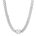 Collana da uomo in acciaio al titanio color argento con pendente a croce quadra - H4004 Collana 55CM