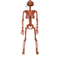 Posable Halloween skeleton with pumpkin head and orange brown finish for spooky decor - 40cm Pumpkin Head Skeleton