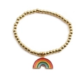 Pulsera minimalista de cuentas doradas con colgante de arcoíris esmaltado para mujer - Arcoíris Dorado