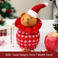 Plush Christmas bear gift bag with red knitted sack and snowflake patterns, size 15x21cm - Red Knitted Apple Bag Bear