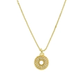18k gold plated bubble circle pendant necklace with micro-paved white zircons - Necklace O