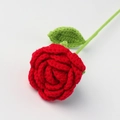 Handmade knitted red rose flower with green leaves for teachers day gift - Red Rose Bouquet (Bud Green Leaves)