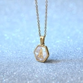 Gouden roestvrijstalen ketting met witte schelp zeshoekige hanger en letter A accent - Letter A
