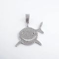 Pendentif requin argenté serti de strass brillants style hip hop 6ix9ine pour hommes - Pendentif argenté uniquement