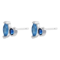 Detail of silver stud earrings with marquise and round blue cubic zirconia stones - Platinum Blue Zirconia