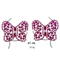 Detail of butterfly-shaped magenta rhinestone body jewelry stickers weighing 15.1g - XT-46 Rose Red Butterfly Jewel