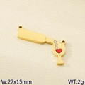 Golden coffee bottle and wine glass pendant with red heart and small diamonds charm - Wine Bottle and Glass Set Charm (KLJ9527-ZLA)