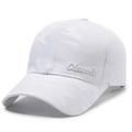 White camouflage mesh baseball cap with 3D Classic embroidery on breathable fabric - White