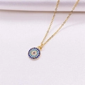 Collana minimalista Evil Eye in argento S925 con pietre blu su tessuto testurizzato bianco - Argento Sterling S925 Completo / Oro
