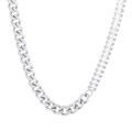 Collana in argento stile catena cubana e tennis con diamanti rettangolari minimalista - Collana Color Acciaio (KN231071-Z)