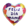 18-inch heart-shaped foil balloon for Mother Day with Feliz Día Mamá text and tulips - 18 Inch Blue Colorful Tulip Heart Happy Mother's Day (TX022)