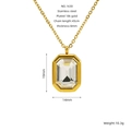 Dettaglio collana in acciaio inossidabile placcato oro 18k con zircone rettangolare - Stile zircone quadrato oro (ZYG1630) / Placcato Oro 18K