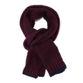 Winter men's knitted scarf in burgundy and navy blue mixed yarn with ribbed edges - Scarf-Wine Red