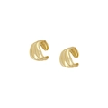 Macro detail of gold-plated ear cuffs with unique wavy texture and polished finish - Wavy Ear Cuff / Gold