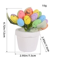 Easter spotted egg plant with colorful eggs in a white pot, 12cm height decoration - Black Spotted Style (P3-36)