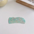 Pettine per capelli in acetato verde menta con motivo marmoreo e denti larghi - Marmo Ciano