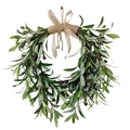 Kunstmatige olijfkrans met paarse vruchten en linnen strik voor decoratie aan de muur - 45cm / Groen