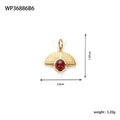 Dettaglio del ciondolo a ventaglio con gemma rossa e dimensioni di 1,97 cm x 2,0 cm - WP36886B6-Rosso Stile Agata