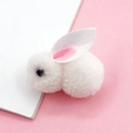 Lindo conejo de peluche blanco con orejas rosas para accesorios de pelo y artesanía DIY - Blanco