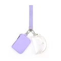 Purple wristlet wallet set featuring a nylon pouch and clear PVC snap button case - Transparent 2-in-1 Purple