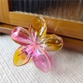 Dettaglio molletta per capelli a forma di fiore sfumato giallo e rosa su tessuto - Giallo Rosa Trasparente